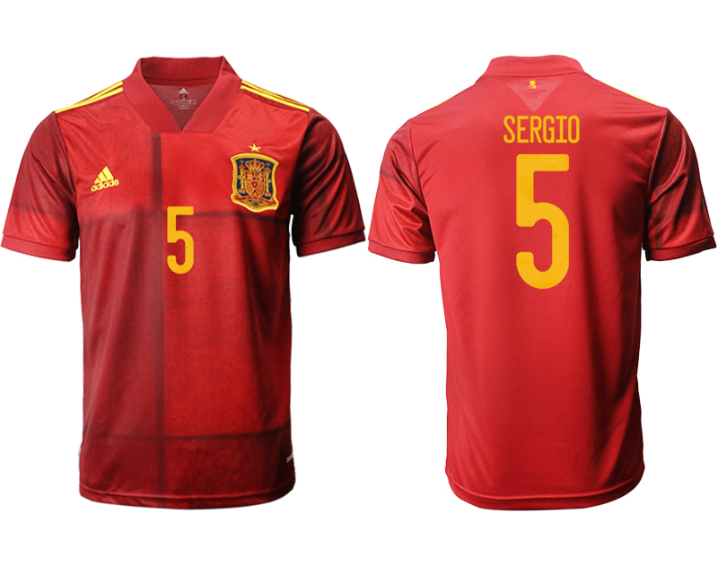 Men 2021 European Cup Spain home aaa version red #5 Soccer Jersey->spain jersey->Soccer Country Jersey